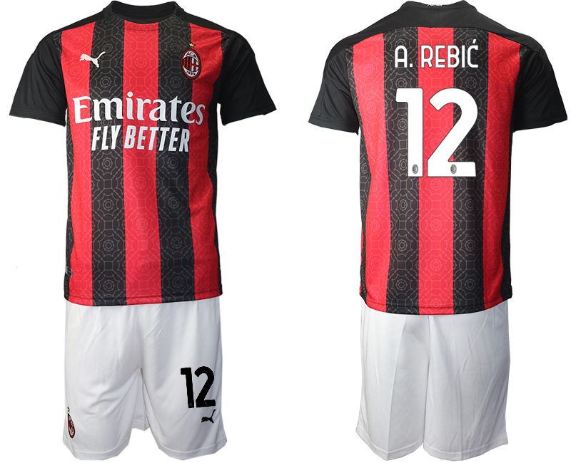 Men 2020-2021 club AC milan home #12 red Soccer Jerseys